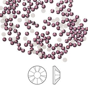 Flat back 144pk amethyst foil back, Preciosa MAXIMA Czech crystal hotfix rhinestone 1.9-2.1mm chaton rose round SS6