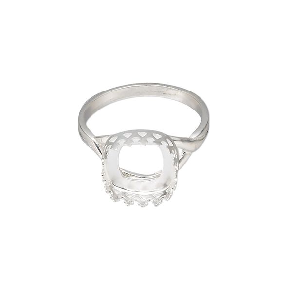 Ring, Almost Instant Jewelry&reg;, sterling silver, 11mm square with 10mm cushion bezel setting, size 7. Sold individually. image number 0