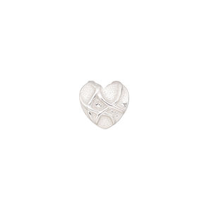 Bail, JBB Findings, ice-pick, sterling silver, 10x9mm heart with lines, 8mm grip length. Sold individually.