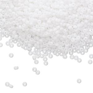 Seed bead, Miyuki, glass, pkg/250g, #11 rocaille, opaque white, (RR-402).