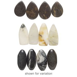 Onyx marble / multi-gemstone / glass 3pkg3-5, mixed shape drop mix 16x12mm-40x25mm