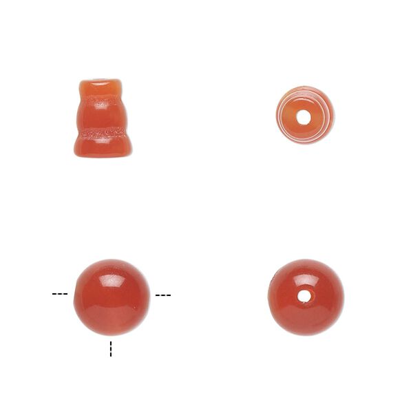 Red agate 2pkg2, T-drilled round bead 8mm / 8x5mm-9x6mm image number 0