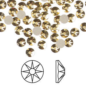 Flat back 1pkg144 crystal aurum foil back, Crystal Passions&reg; 4.6-4.8mm rose round SS20 2088