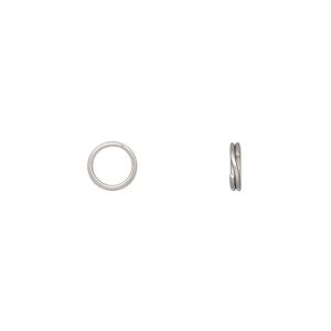 Split ring 1pkg50 stainless steel, 6.5mm round, 5mm inside diameter