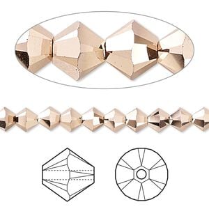 Bead 720pk crystal rose gold 2X 18Kt gold plate, Swarovski&reg; 5mm XILION bicone 5328
