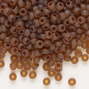 Seed bead, Dyna-Mites&trade;, glass, transparent matte root beer, #6 round. Sold per 1/2 kilogram pkg.