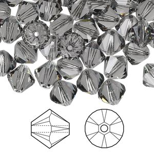 Bead 288pk black diamond, Swarovski&reg; 8mm XILION bicone 5328