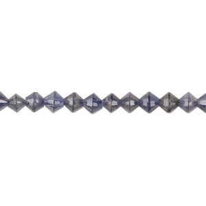 Iolite 1pkg1, faceted bicone bead natural 15.5-16 inch 4mm
