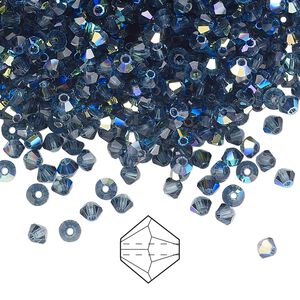 Bead 48pk Montana AB, Preciosa Czech crystal 3mm bicone