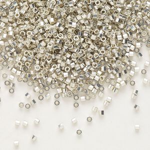 Seed bead, Delica&reg;, glass, pkg/50g, #11 cut, opaque galvanized silver (DBC-0035).