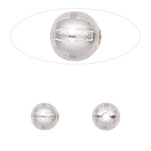 Bead 1pkg2 sterling silver, 8mm round / square / laser-cut