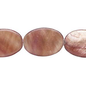 Mother-of-pearl shell 1pkg1, flat oval bead 15 inch brown 20x14mm-22x16mm