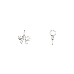 Charm 1pkg1 sterling silver 7.5x5.5mm bow tie perpendicular loop
