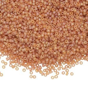 Seed bead, Miyuki, glass, pkg/250g, #15 rocaille, translucent matte rainbow topaz, (RR-133FR).