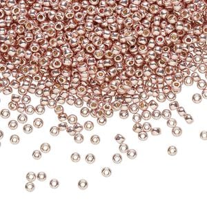 Seed bead, TOHO BEADS&reg;, glass, pkg/7.5g, #11 round, opaque galvanized PermaFinish sweet blush (TR-11-PF552).