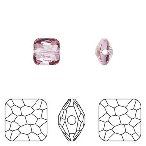 Bead 1pkg144 dark rose TCF&trade; , Swarovski&reg;, 8mm puffed square 5035