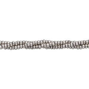 Bead 1pkg1 sterling silver, 2x1mm irregular round, 8 inch antiqued Hill Tribes