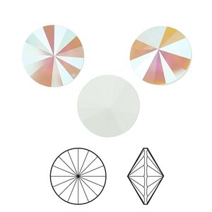 Chaton 2pk crystal powder green AB, Crystal Passions&reg; 14mm rivoli 1122