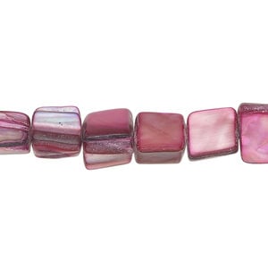 Mother-of-pearl shell 1pkg1, triangle tube bead 15 inch raspberry 6x6mm-11x9mm