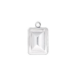 Drop, Almost Instant Jewelry&reg;, silver-plated brass, 16.5x12.5mm rectangle with 14x10mm rectangle setting. Sold per pkg of 4.