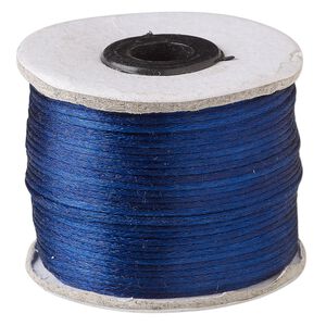 Cord, Satinique&trade;, satin, navy blue, 1mm. Sold per 200-foot spool.