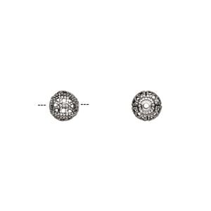 Bead 1pkg100 silver-plated, 6mm filigree round, brass antique