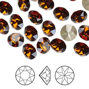 Chaton 12pk smoked amber foil back, Crystal Passions&reg; 6.14-6.32mm round SS29 1088