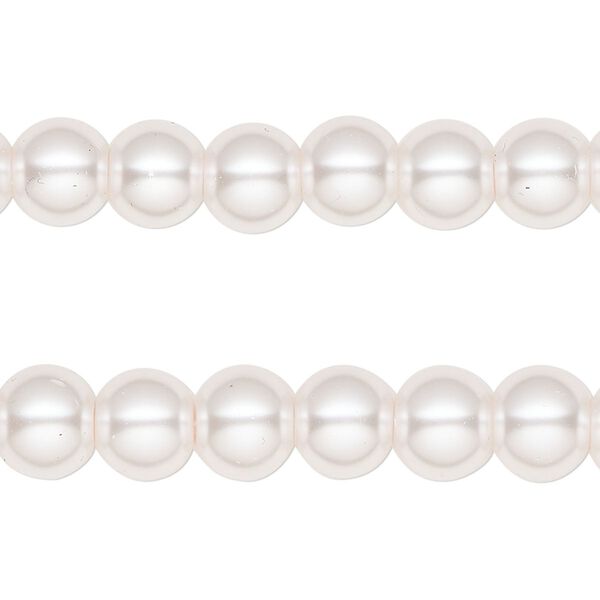 Bead, glass pearl, coated glass, satin pink, 7-8mm round. Sold per pkg of (2) 15-inch strands. image number 0