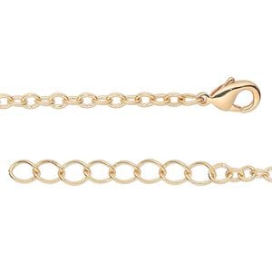Chain 1pkg4 cable, 2.5mm / lobster claw clasp, gold-finished brass 18 inch