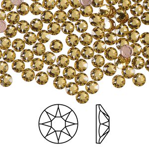 Flat back 144pk dark jonquil foil back, Crystal Passions&reg; Regenerated hotfix 3.8-4mm round SS16 2078