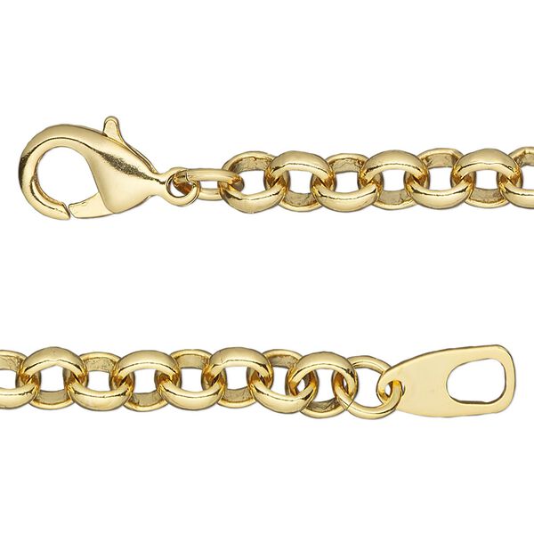 Chain 1pkg1 rolo, 6mm / lobster claw clasp, gold-finished brass 24 inch image number 0