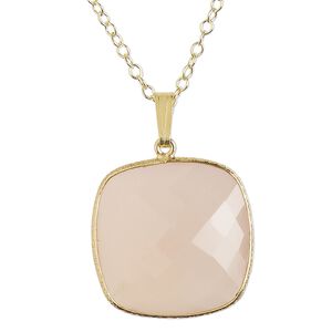 Necklace, Create Compliments&reg;, pink chalcedony (dyed) and gold-finished sterling silver, 21.5mm square, 18 inches with springring clasp. Sold individually.
