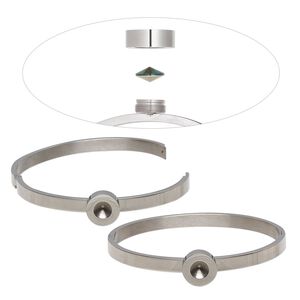 Bracelet, Almost Instant Jewelry&reg;, hinged bangle, stainless steel, 6mm wide with SS39 rivoli bezel setting, 7-1/2 inches. Sold individually.