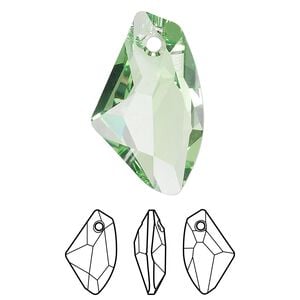 Drop 1pk peridot, Crystal Passions&reg; 27x16mm pendant galactic vertical 6656