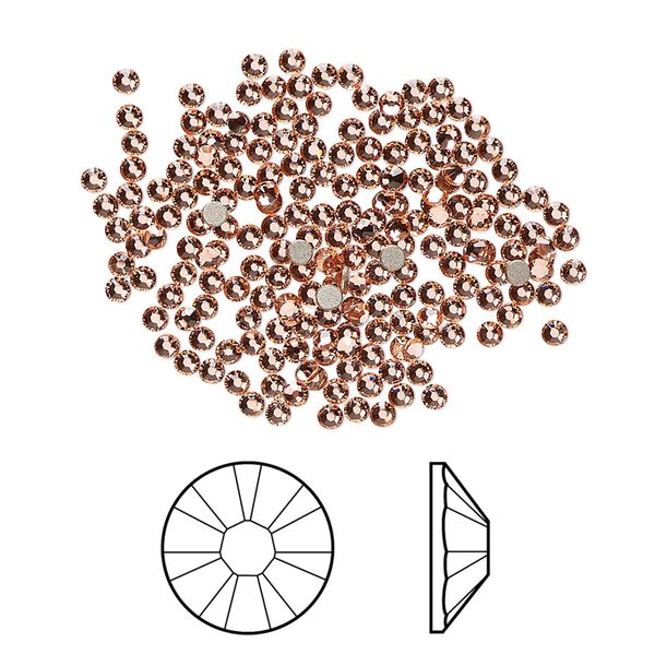 Flat back 1440pk rose peach foil back, Swarovski&reg; 1.7-1.9mm rose round SS5 2058 image number 0