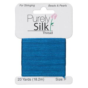 Thread, Purely Silk&trade;, royal blue, size F. Sold per 20-yard card.