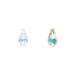 Briolette 12pk crystal AB, Preciosa Czech crystal 11x5.5mm pendant drop