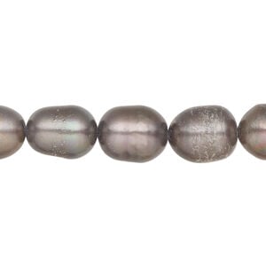 Freshwater pearl 1pkg1, rice, 15.5-16 inch grey-brown peacock 9-10mm cultured