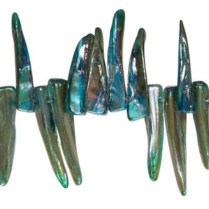 Mother-of-pearl shell 1pkg1, top-drilled talon bead 15 inch electric blue AB 24x4mm-30x6mm