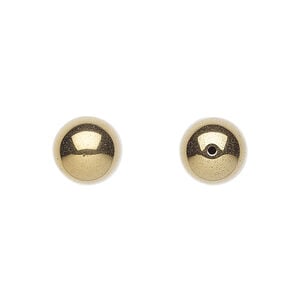 Hemalyke&trade; 1pkg4, electroplated half-drilled round bead 10mm