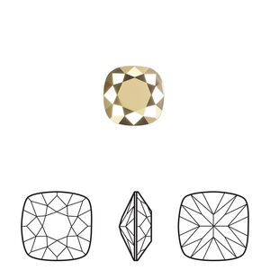 Fancy stone 1pkg144 crystal aurum foil back, Swarovski&reg;, 10mm square cushion 4470