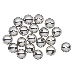 Bead 1pkg20 silver-finished, 13-14mm round, brass antique