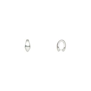 Bail, ice-pick, silver-plated brass, 6x2.5mm with 3.5mm grip length. Sold per pkg of 20.