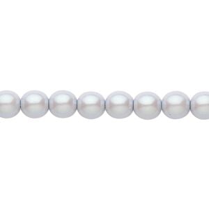 Bead, Czech pearl-coated glass druk, opaque iridescent grey, 6mm round. Sold per 15-1/2" to 16" strand.