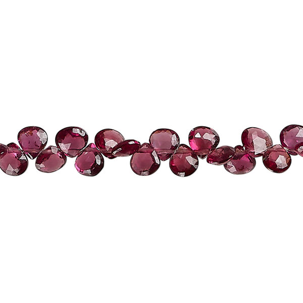 Rhodolite garnet 1pkg1, hand-cut top-drilled faceted puffed teardrop bead, natural 8 inches 4mm image number 1