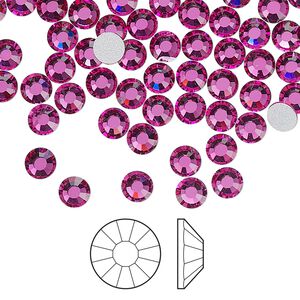 Flat back 1440pk fuchsia foil back, Preciosa Viva 12&reg; Czech crystal rhinestone 4.6-4.8mm chaton rose round SS20