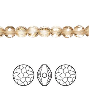 Bead 4pk crystal golden shadow, Crystal Passions&reg; 6mm puffed round 5034