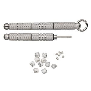 Screwdriver, Screw-Tite Crimps&trade;, silver-plated brass, 59mm with 10 crimps and 6 screws. Sold per set.