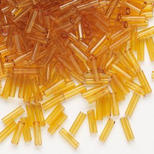 Bead, Preciosa Ornela Czech glass, bugle bead, pkg/500g, 1/4 inch, transparent topaz, (10050).