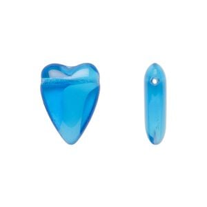 Bead, Czech pressed glass, opaque white/blue, 18x13mm heart. Sold per 15" to 16" strand.